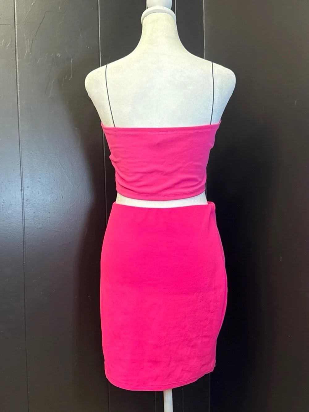 Hot Pink Y2K Matching Crop Top & Mini Skirt Set